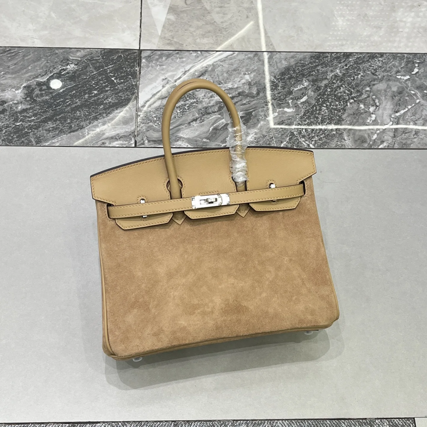 Hermes Birkin 25 Swift Suede Handbag