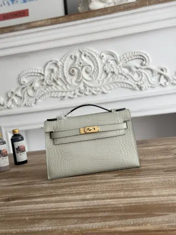 Kelly Mini 1 Crocodile-Embossed Calfskin Leather Handbag Replica Hermes womens bags