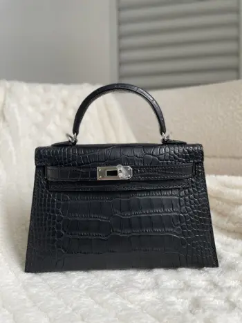 Kelly II 19cm Imported American Alligator Matte Leather Ladies Handbag Replica Hermes womens bags