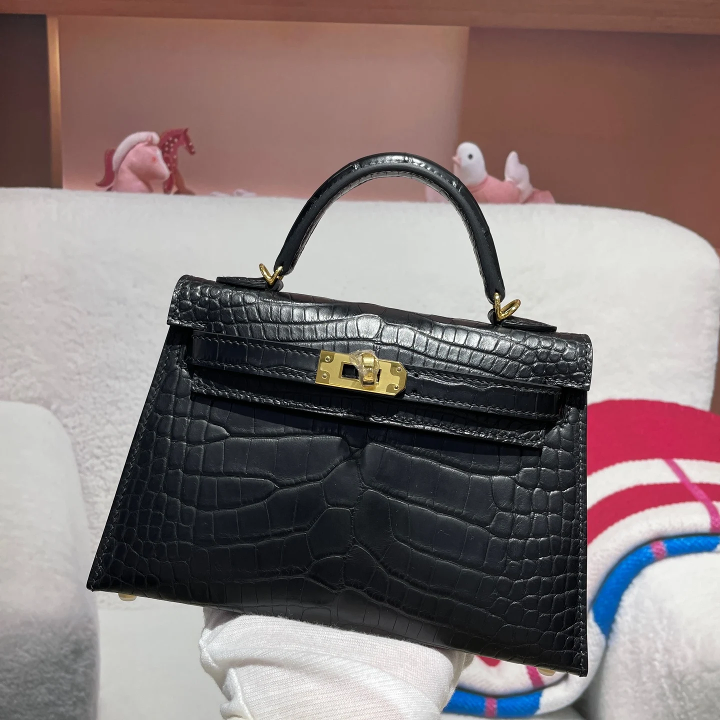 Hermes Kelly II 19cm Imported American Alligator Matte Leather Ladies Handbag Hermes Kelly II 19cm Imported American Alligator Matte Leather Ladies Handbag