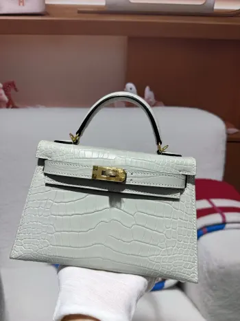 Kelly II 19cm Imported American Alligator Matte Leather Ladies Handbag Replica Hermes womens bags