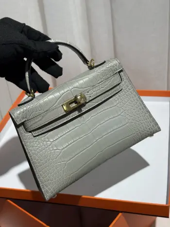 Kelly II 19cm Imported American Alligator Matte Leather Ladies Handbag Replica Hermes womens bags