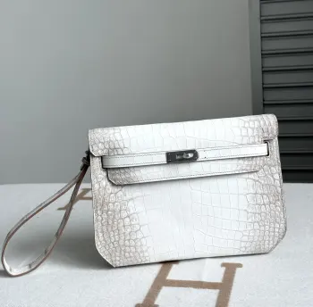 Kelly Depeches 25cm Clutch, Imported Matte Alligator Belly Leather, Handbag Replica Hermes clutches