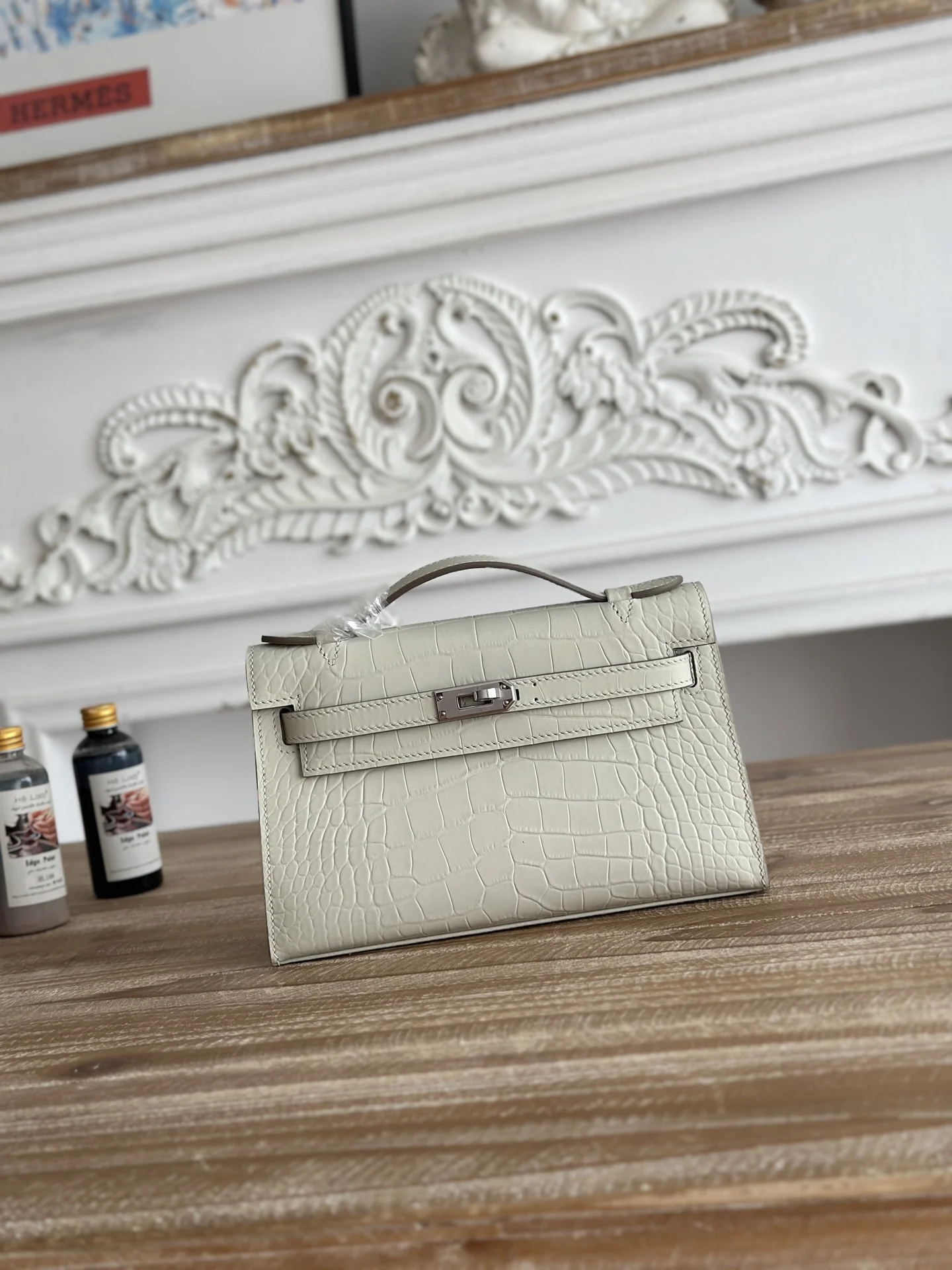 Hermes Kelly Mini 1 Crocodile-Embossed Calfskin Leather Handbag