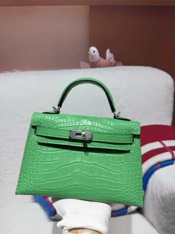 Kelly II 19cm Imported American Alligator Matte Leather Ladies Handbag Replica Hermes womens bags