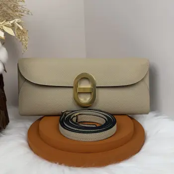 Chained Andre Pig Nose Crossbody Bag to go 24cm Epsom M4 Gris Pale Replica Hermes clutches