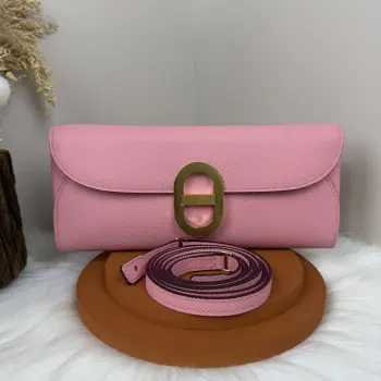 Chained Andre Pig Nose Crossbody Bag to go 24cm Epsom M4 Gris Pale Replica Hermes clutches