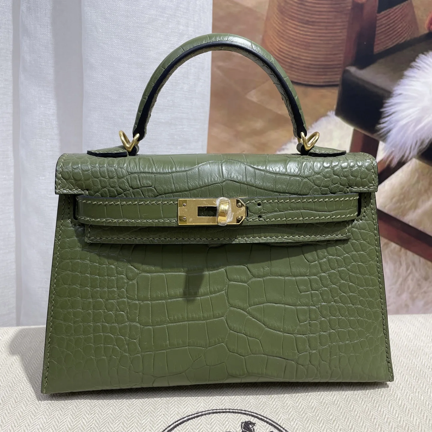 Hermes Kelly II 19cm Imported American Alligator Matte Leather Ladies Handbag Hermes Kelly II 19cm Imported American Alligator Matte Leather Ladies Handbag
