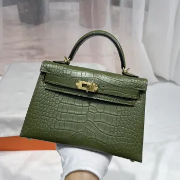 Kelly II 19cm Imported American Alligator Matte Leather Ladies Handbag Replica Hermes womens bags