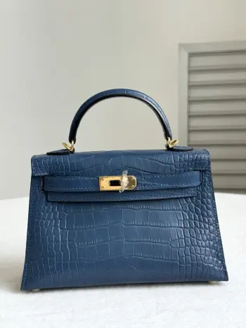 Kelly II 19cm Imported American Alligator Matte Leather Ladies Handbag Replica Hermes womens bags