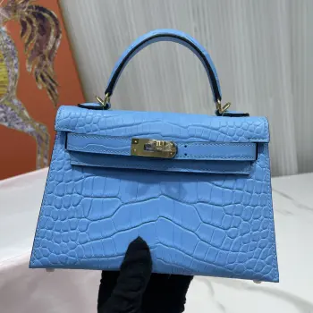 Kelly II 19cm Imported American Alligator Matte Leather Ladies Handbag Replica Hermes womens bags