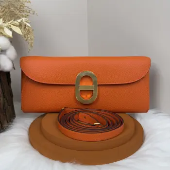 Chained Andre Pig Nose Crossbody Bag to go 24cm Epsom M4 Gris Pale Replica Hermes clutches