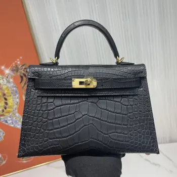Kelly II 19cm Imported American Alligator Matte Leather Ladies Handbag Replica Hermes womens bags