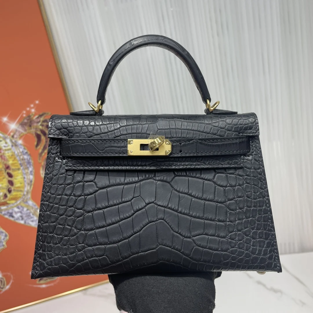 Hermes Kelly II 19cm Imported American Alligator Matte Leather Ladies Handbag Hermes Kelly II 19cm Imported American Alligator Matte Leather Ladies Handbag