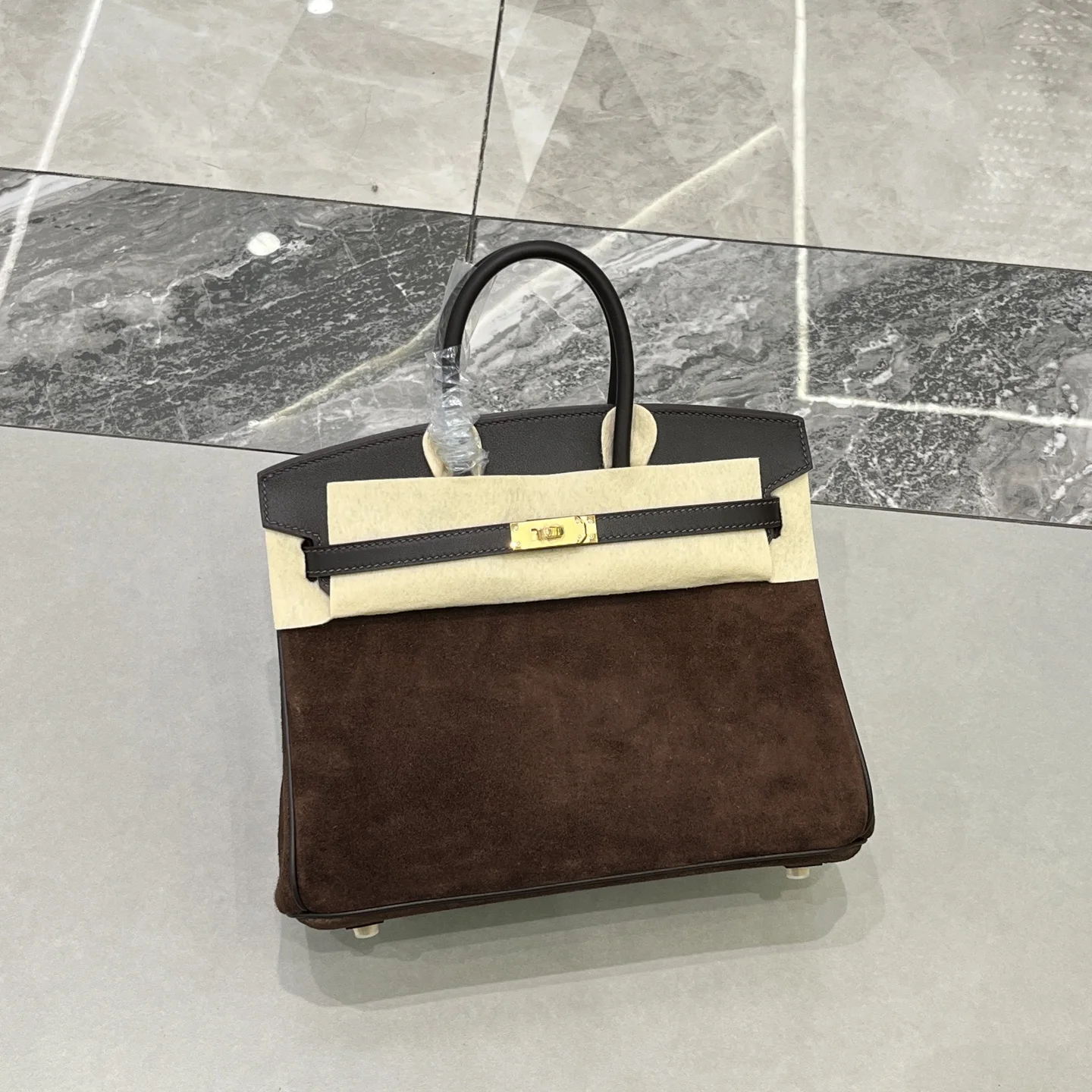 Hermes Birkin 25 Swift Suede Handbag