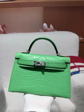 Kelly II 19cm Imported American Alligator Matte Leather Ladies Handbag Replica Hermes womens bags