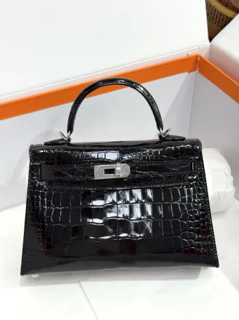 Kelly II 19cm Shiny American Alligator Handbag Replica Hermes womens bags
