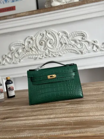 Kelly Mini 1 Crocodile-Embossed Calfskin Leather Handbag Replica Hermes womens bags