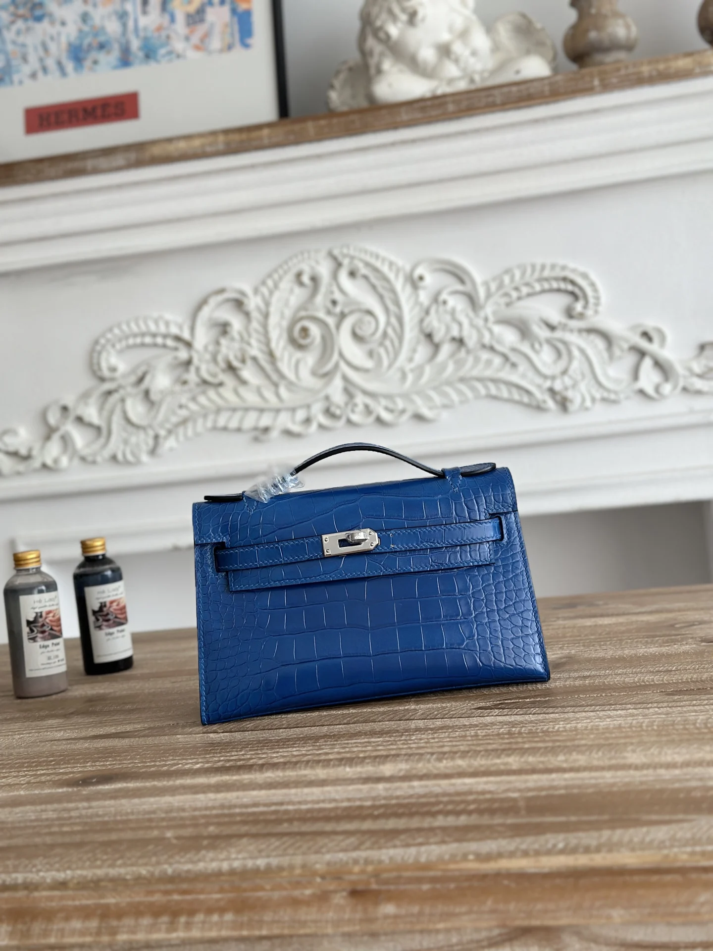 Hermes Kelly Mini 1 Crocodile-Embossed Calfskin Leather Handbag