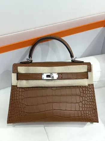 Kelly II 19cm Imported American Alligator Matte Leather Ladies Handbag Replica Hermes womens bags