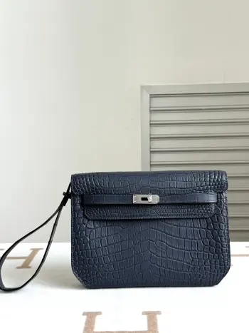 Kelly Depeches 25cm Clutch, Imported Matte Alligator Belly Leather, Handbag Replica Hermes clutches