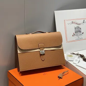 Sac a Depeches Combination Lock Men s Briefcase Laptop Bag Replica Hermes mens bags