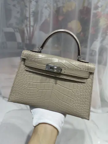 Kelly II 19cm Imported American Alligator Matte Leather Ladies Handbag Replica Hermes womens bags