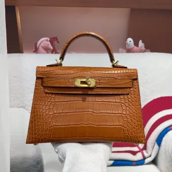 Kelly II 19cm Imported American Alligator Matte Leather Ladies Handbag Replica Hermes womens bags