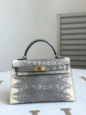 Kelly II 19cm Imported Original Lizard Leather Ladies Handbag Replica Hermes womens bags