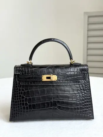 Kelly II 19cm Imported American Alligator Matte Leather Ladies Handbag Replica Hermes womens bags
