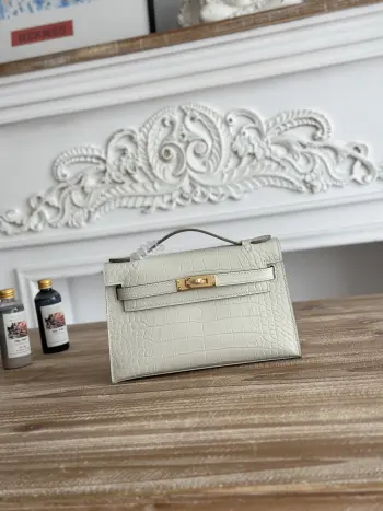 Kelly Mini 1 Crocodile-Embossed Calfskin Leather Handbag Replica Hermes womens bags