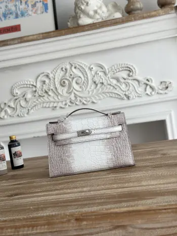 Kelly Mini 1 Crocodile-Embossed Calfskin Leather Handbag Replica Hermes womens bags