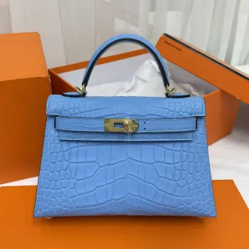 Kelly II 19cm Imported American Alligator Matte Leather Ladies Handbag Replica Hermes womens bags