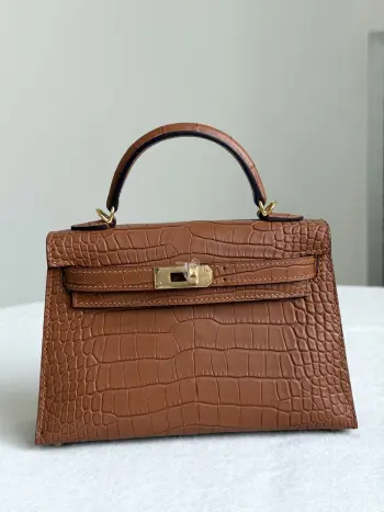 Kelly II 19cm Imported American Alligator Matte Leather Ladies Handbag Replica Hermes womens bags