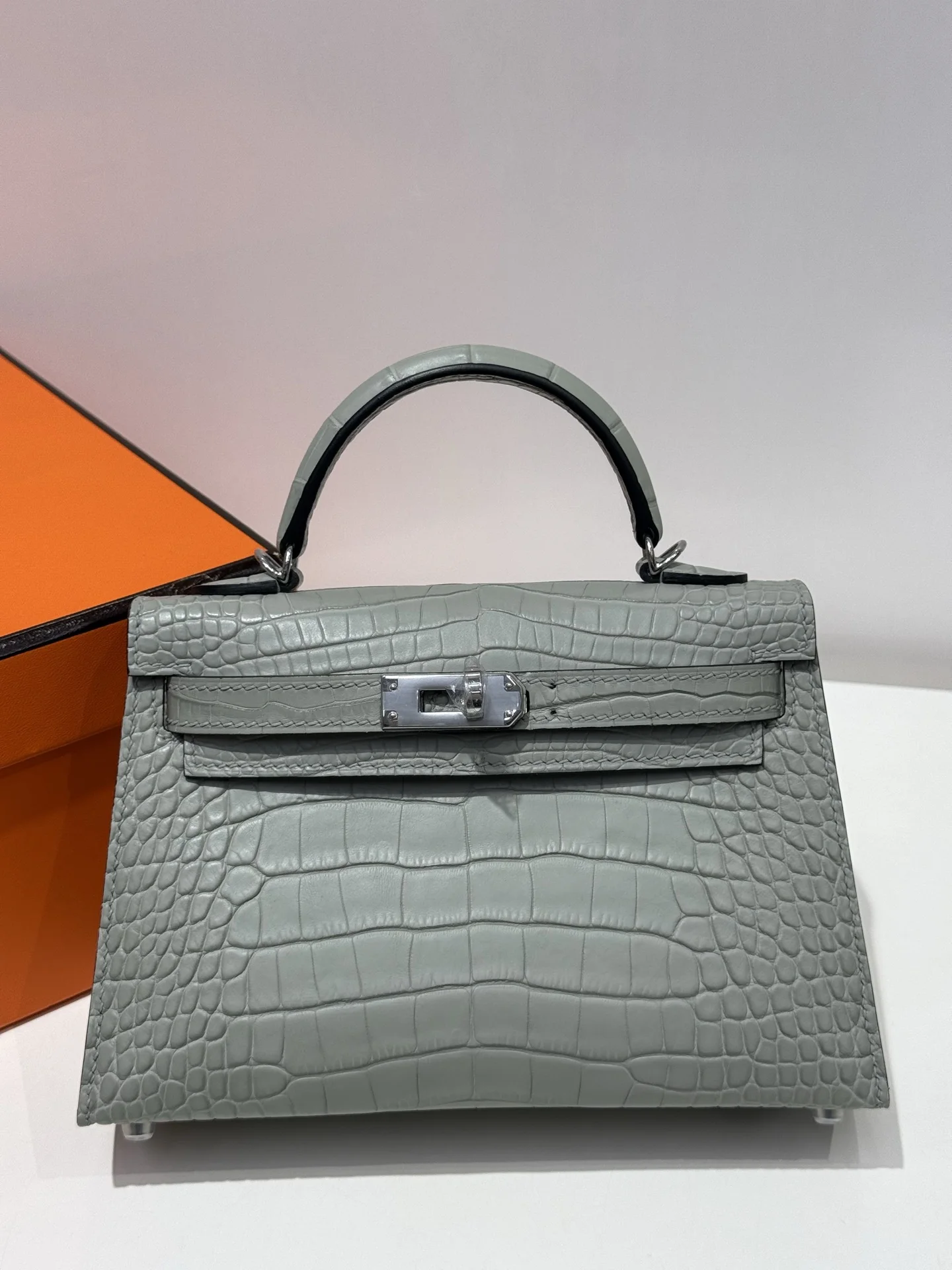 Hermes Kelly II 19cm Imported American Alligator Matte Leather Ladies Handbag Hermes Kelly II 19cm Imported American Alligator Matte Leather Ladies Handbag
