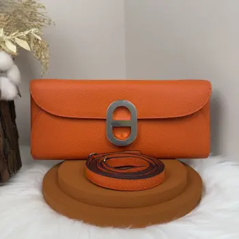 Chained Andre Pig Nose Crossbody Bag to go 24cm Epsom M4 Gris Pale Replica Hermes clutches