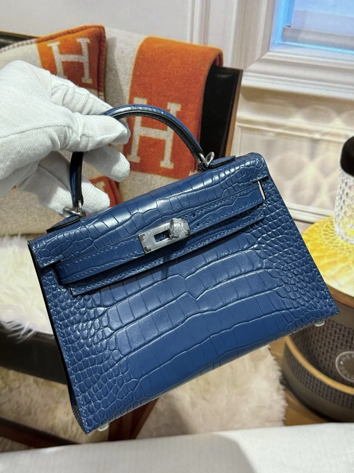 Hermes Kelly II 19cm Imported American Alligator Matte Leather Ladies Handbag Hermes Kelly II 19cm Imported American Alligator Matte Leather Ladies Handbag