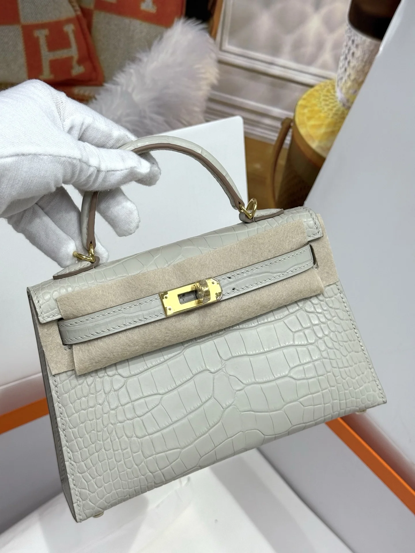 Hermes Kelly II 19cm Imported American Alligator Matte Leather Ladies Handbag