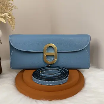 Chained Andre Pig Nose Crossbody Bag to go 24cm Epsom M4 Gris Pale Replica Hermes clutches