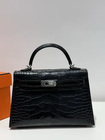 Kelly II 19cm Imported American Alligator Matte Leather Ladies Handbag Replica Hermes womens bags