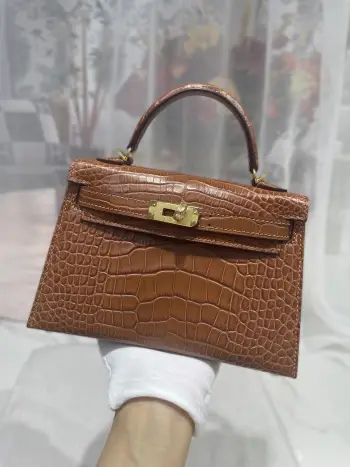 Kelly II 19cm Imported American Alligator Matte Leather Ladies Handbag Replica Hermes womens bags