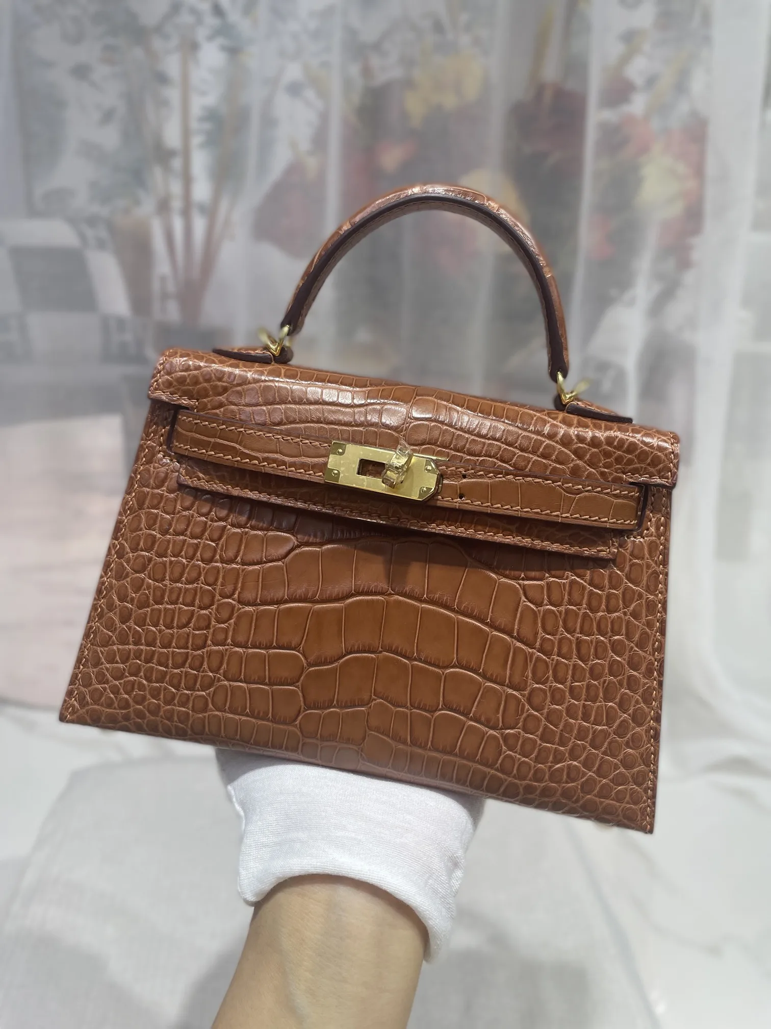 Hermes Kelly II 19cm Imported American Alligator Matte Leather Ladies Handbag Hermes Kelly II 19cm Imported American Alligator Matte Leather Ladies Handbag
