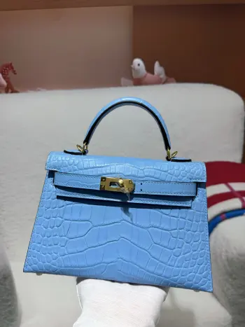 Kelly II 19cm Imported American Alligator Matte Leather Ladies Handbag Replica Hermes womens bags