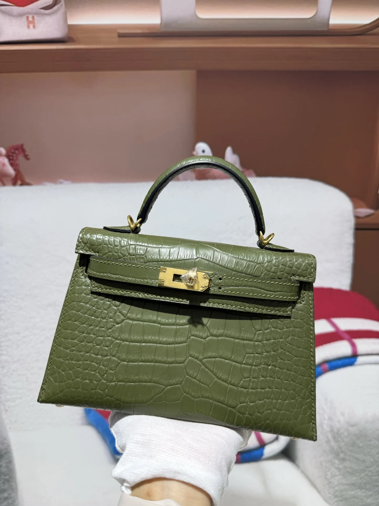 Hermes Kelly II 19cm Imported American Alligator Matte Leather Ladies Handbag Hermes Kelly II 19cm Imported American Alligator Matte Leather Ladies Handbag