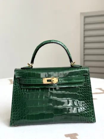 Kelly II 19cm Shiny American Alligator Handbag Replica Hermes womens bags