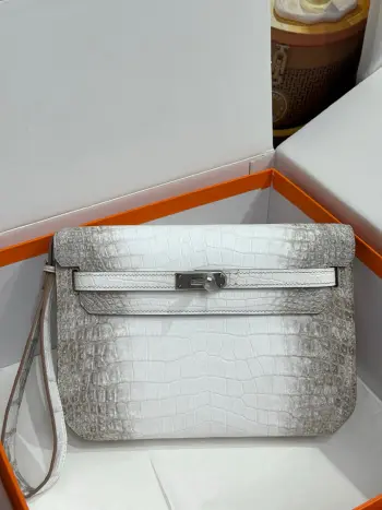 Kelly Depeches 25cm Clutch, Imported Matte Alligator Belly Leather, Handbag Replica Hermes clutches