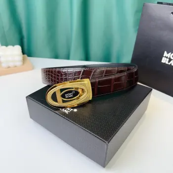 35MM Width Men s Automatic Buckle Leather Belt Automatic Smooth Buckle Waist Belt Replica Montblanc Mens Belts