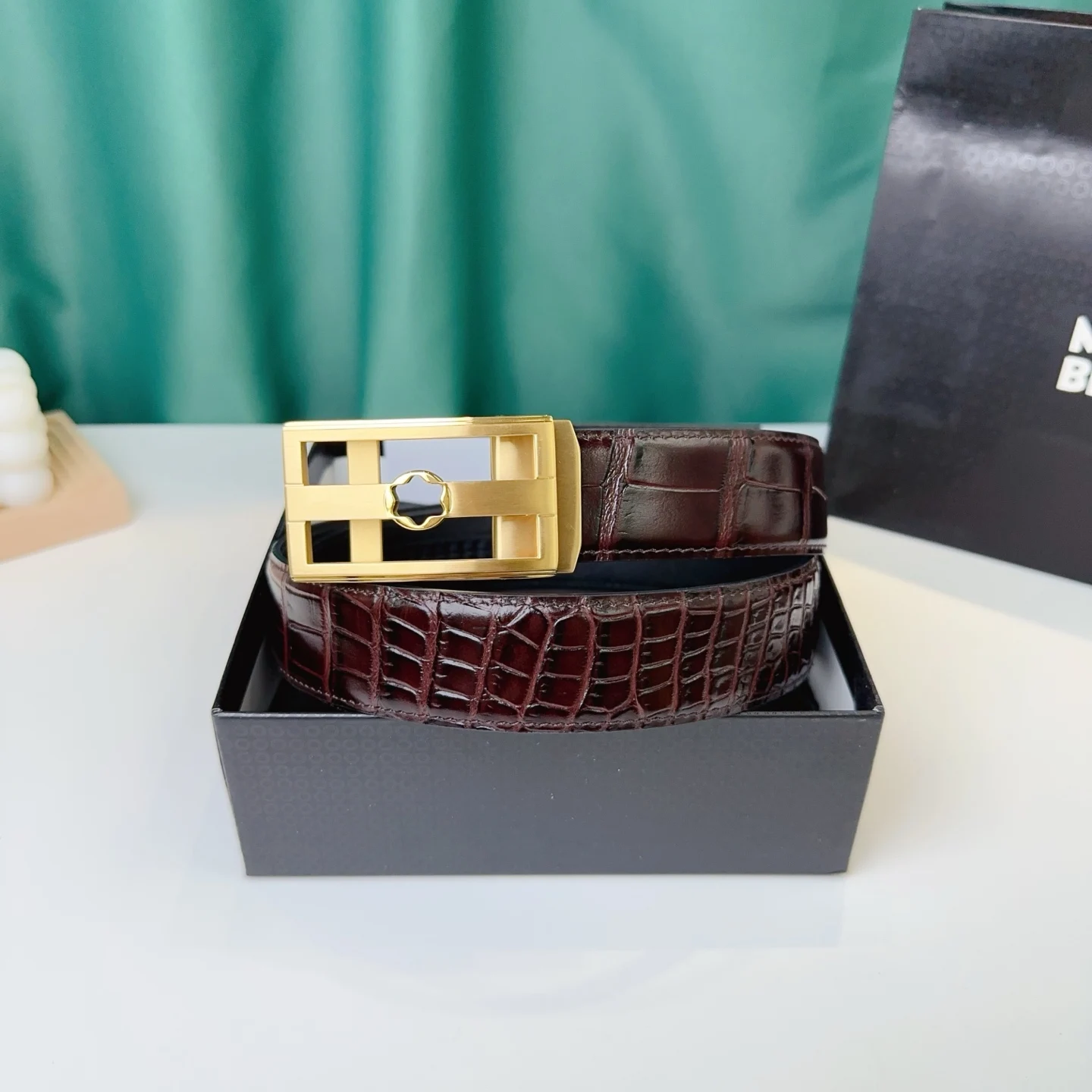 Montblanc 35MM Width Men s Automatic Buckle Leather Belt Automatic Smooth Buckle Waist Belt Montblanc 35MM Width Men s Automatic Buckle Leather Belt Automatic Smooth Buckle Waist Belt