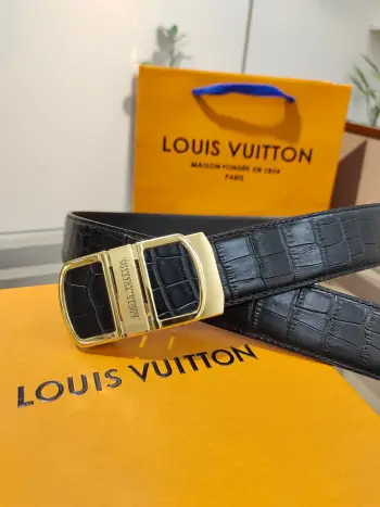 35mm Width Men s Automatic Leather Belt, Automatic Smooth Buckle Waist Belt Replica Louis Vuitton Mens Belts