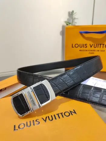 35mm Width Men s Automatic Leather Belt, Automatic Smooth Buckle Waist Belt Replica Louis Vuitton Mens Belts